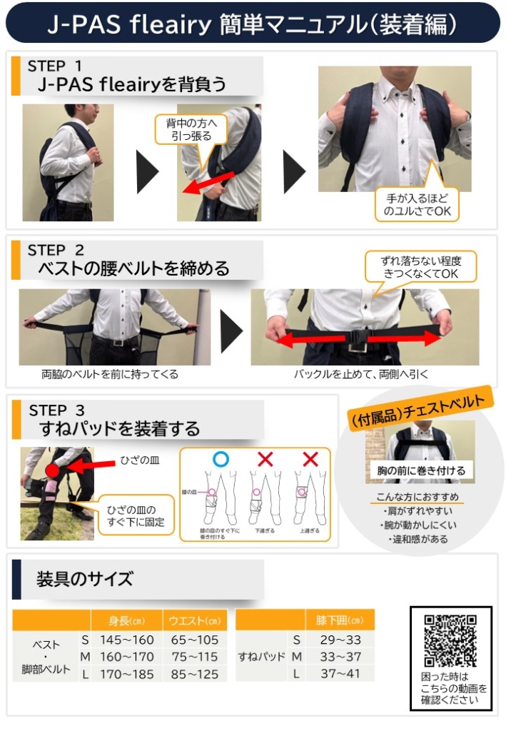 簡単マニュアル | 介護用アシストスーツJ-PAS fleairy